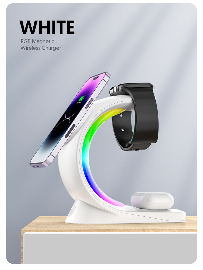 4-in-1 Magnetic Wireless Charger with RGB Atmosphere Light