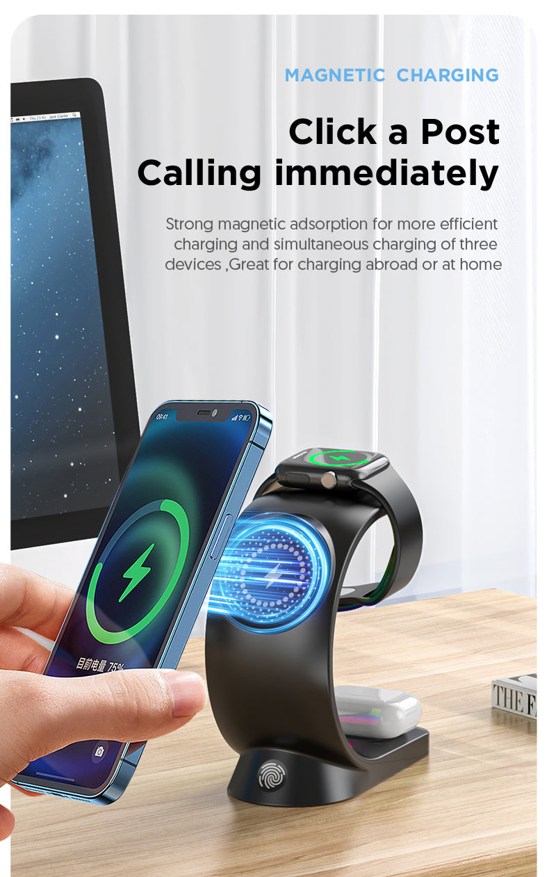 4-in-1 Magnetic Wireless Charger with RGB Atmosphere Light