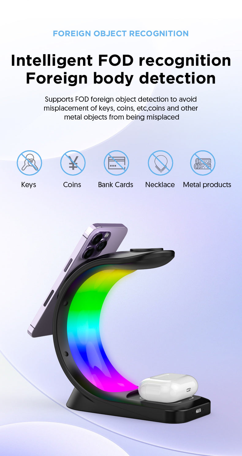 4-in-1 Magnetic Wireless Charger with RGB Atmosphere Light