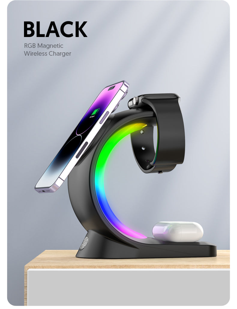 4-in-1 Magnetic Wireless Charger with RGB Atmosphere Light